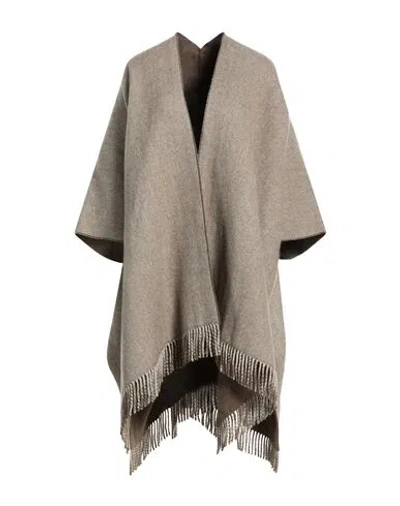 Brunello Cucinelli Woman Cape Taupe Size Onesize Cashmere, Viscose, Polyester In Grey