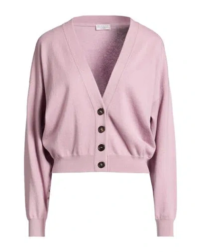 Brunello Cucinelli Woman Cardigan Antique Rose Size L Cashmere, Brass In Pink