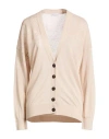 Brunello Cucinelli Woman Cardigan Beige Size L Linen, Polyamide, Polyester In Sand
