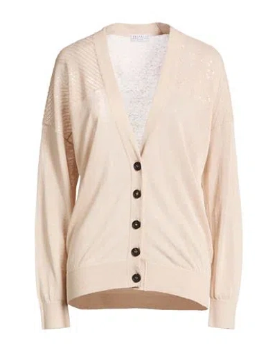 Brunello Cucinelli Woman Cardigan Beige Size L Linen, Polyamide, Polyester In Neutral