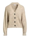 Brunello Cucinelli Woman Cardigan Beige Size L Wool, Polyamide, Mohair Wool, Linen In Neutral
