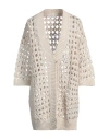 Brunello Cucinelli Woman Cardigan Beige Size M Jute, Cotton, Polyamide
