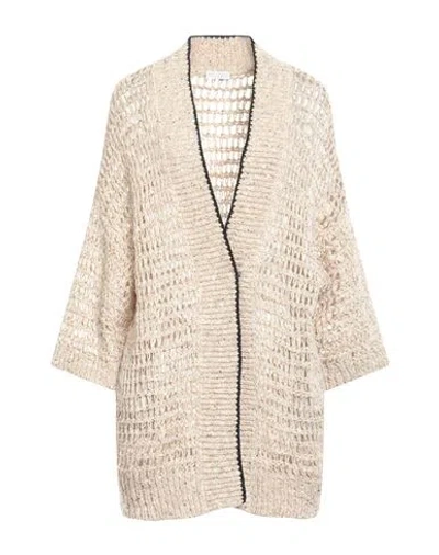 Brunello Cucinelli Woman Cardigan Beige Size M Linen, Silk, Polyamide, Cotton