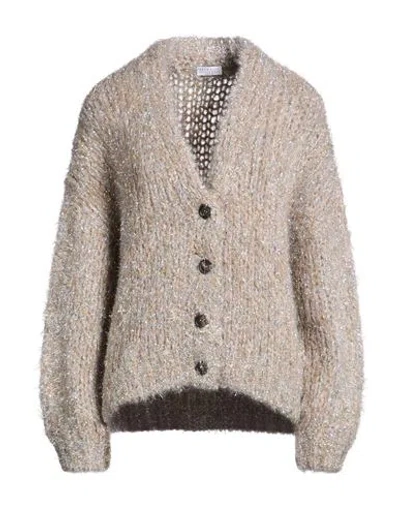 Brunello Cucinelli Woman Cardigan Beige Size M Mohair Wool, Polyamide, Metallic Fiber, Wool