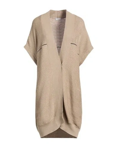 Brunello Cucinelli Woman Cardigan Beige Size Xl Cotton, Ecobrass In Brown
