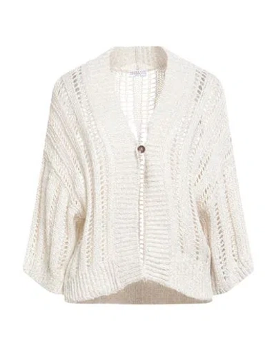 Brunello Cucinelli Woman Cardigan Beige Size Xl Linen, Cotton, Silk, Polyamide