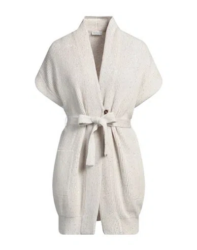 Brunello Cucinelli Woman Cardigan Beige Size Xs Cotton, Polyester In White