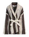 Brunello Cucinelli Striped Cardigan In Beige