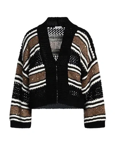 Brunello Cucinelli Woman Cardigan Black Size Xxl Cotton
