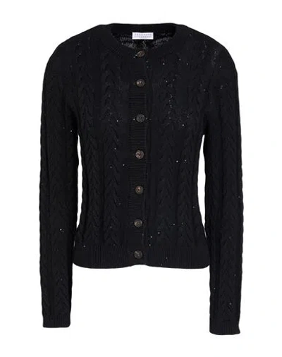 Brunello Cucinelli Woman Cardigan Black Size Xxl Cotton, Polyester