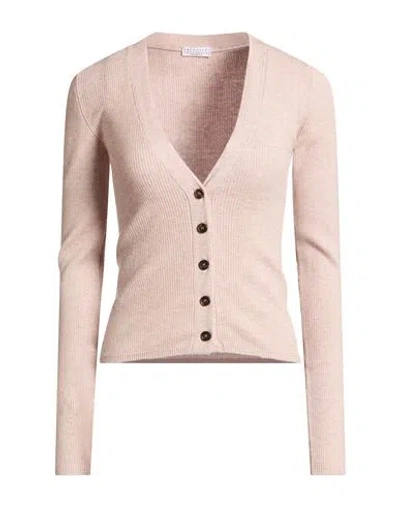 Brunello Cucinelli Woman Cardigan Blush Size Xs Cashmere, Viscose, Polyester In Pink