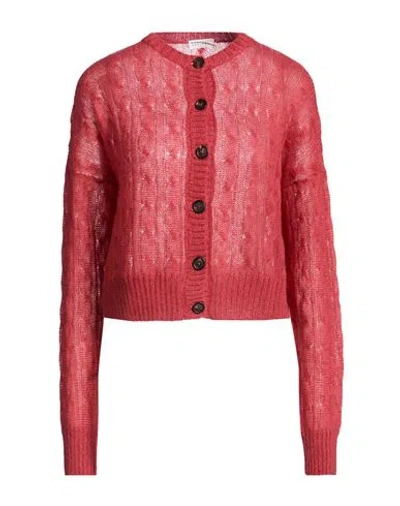 Brunello Cucinelli Woman Cardigan Brick Size Xxl Mohair Wool, Polyamide, Wool In Red