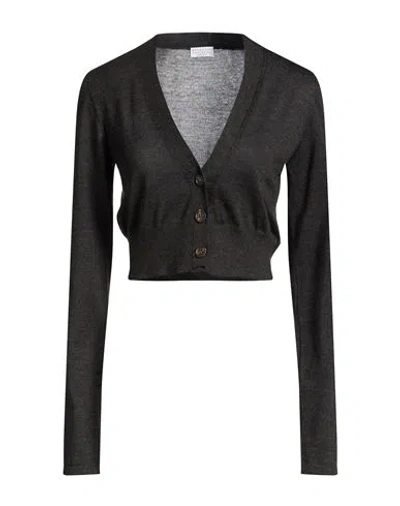 Brunello Cucinelli Woman Cardigan Charcoal Size M Cashmere, Silk In Gray
