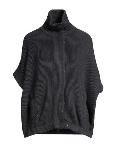 Brunello Cucinelli Woman Cardigan Charcoal Size M Cotton, Polyester In Gray