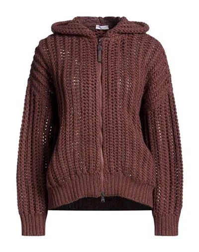 Brunello Cucinelli Woman Cardigan Chocolate Brown Size Xs Cashmere, Ecobrass