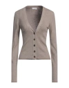 Brunello Cucinelli Woman Cardigan Khaki Size Xxs Cashmere, Viscose, Polyester In Grey
