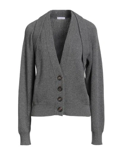 Brunello Cucinelli Woman Cardigan Grey Size M Cashmere In Gray