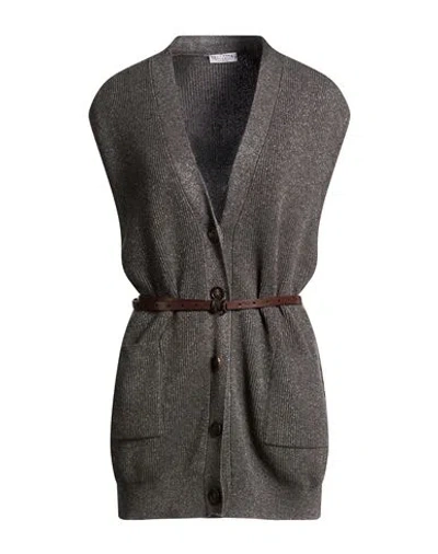 Brunello Cucinelli Woman Cardigan Grey Size M Cashmere, Viscose, Polyester In Gray