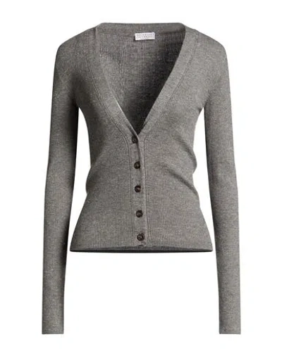 Brunello Cucinelli Woman Cardigan Grey Size Xs Cashmere, Viscose, Polyester