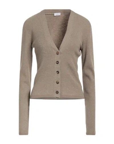 Brunello Cucinelli Woman Cardigan Khaki Size L Cashmere, Viscose, Polyester In Brown