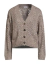 Brunello Cucinelli Woman Cardigan Khaki Size M Cashmere, Polyamide, Polyester In Brown