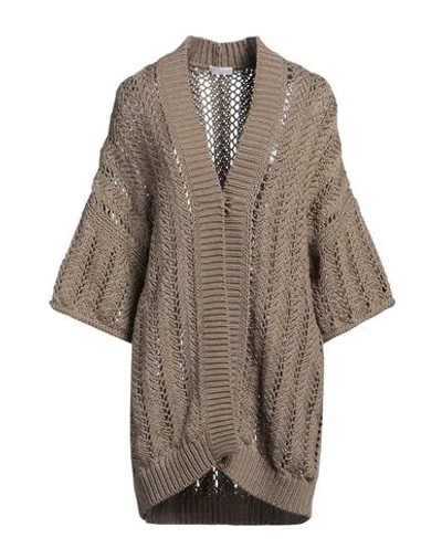 Brunello Cucinelli Woman Cardigan Khaki Size M Cotton In Beige