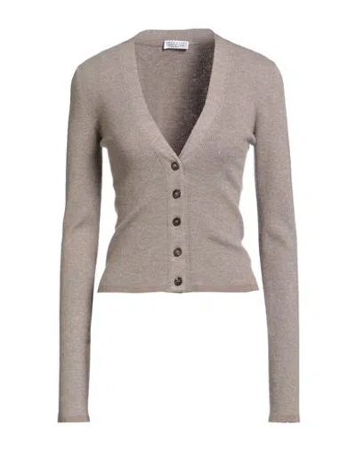 Brunello Cucinelli Woman Cardigan Light Brown Size M Cashmere, Viscose, Polyester In Multi
