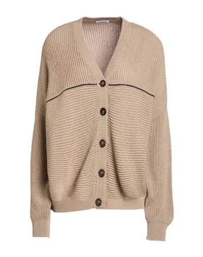 Brunello Cucinelli Woman Cardigan Light Brown Size Xl Cotton, Ecobrass