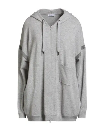Brunello Cucinelli Woman Cardigan Light Grey Size Xxl Cashmere, Ecobrass In Neutral