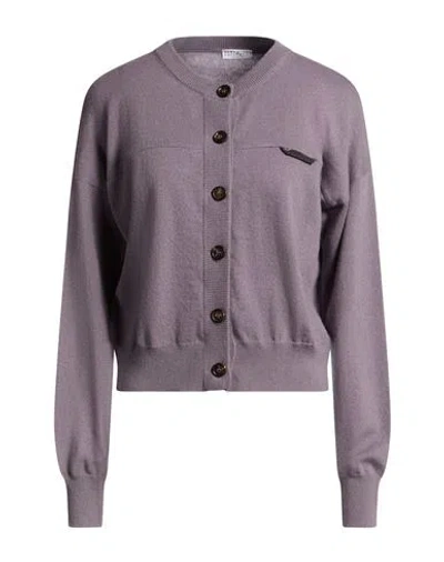 Brunello Cucinelli Woman Cardigan Lilac Size M Cashmere In Purple
