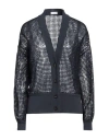 Brunello Cucinelli Woman Cardigan Midnight Blue Size Xl Polyester, Cotton, Elastane, Mohair Wool, Wo In Blue