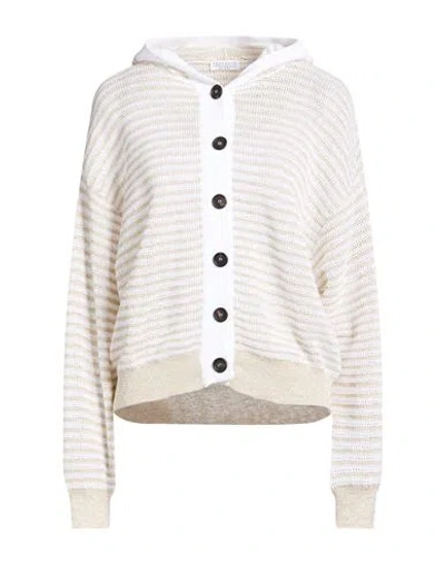 Brunello Cucinelli Woman Cardigan Off White Size S Linen, Polyester, Metallic Fiber, Polyamide