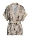 Brunello Cucinelli Woman Cardigan Sand Size M Linen, Silk, Ecobrass In Beige
