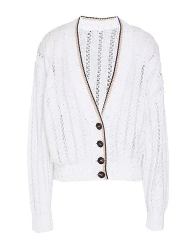 Brunello Cucinelli Woman Cardigan White Size 3xl Linen, Nylon, Cotton, Polyester
