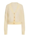 Brunello Cucinelli Woman Cardigan Yellow Size L Mohair Wool, Polyamide, Wool, Ecobrass In Yellow