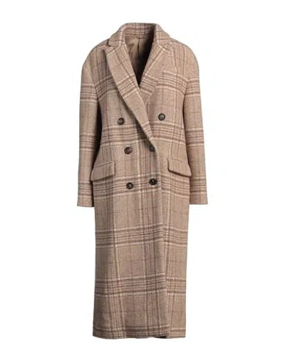 Brunello Cucinelli Woman Coat Sand Size 4 Virgin Wool, Alpaca Wool, Polyamide, Brass