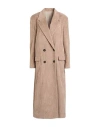 Brunello Cucinelli Woman Coat Sand Size 6 Cotton, Elastane, Ecobrass In Brown