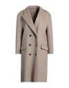 Brunello Cucinelli Woman Coat Taupe Size 8 Cashmere, Brass, Ecobrass In Gray