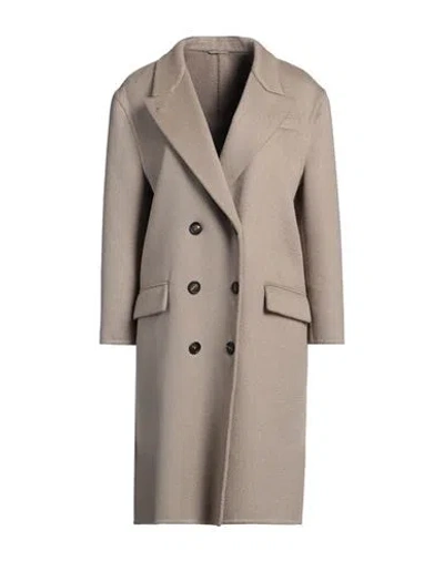 Brunello Cucinelli Woman Coat Taupe Size 8 Cashmere, Brass, Ecobrass In Gray