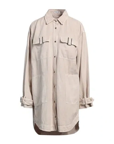 Brunello Cucinelli Woman Denim Outerwear Beige Size 8 Cotton, Linen, Brass