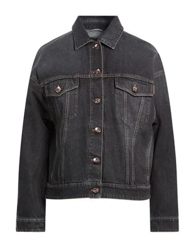 Brunello Cucinelli Woman Denim Outerwear Black Size 10 Cotton In Gray