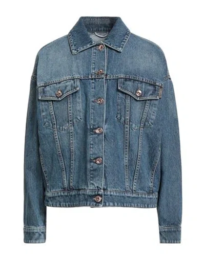 Brunello Cucinelli Woman Denim Outerwear Blue Size 12 Cotton, Brass