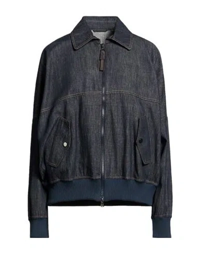 Brunello Cucinelli Woman Denim Outerwear Blue Size 8 Cotton, Brass