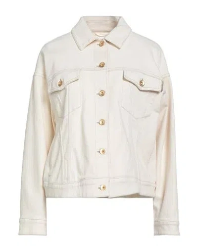 Brunello Cucinelli Woman Denim Outerwear Off White Size 8 Cotton, Elastane