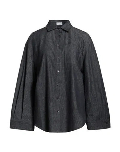 Brunello Cucinelli Woman Denim Shirt Blue Size L Cotton, Ecobrass
