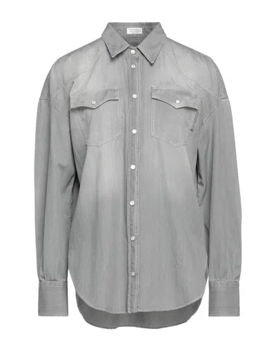Brunello Cucinelli Denim Shirts In Grey