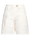 Brunello Cucinelli Woman Denim Shorts Ivory Size 4 Cotton, Elastane In White