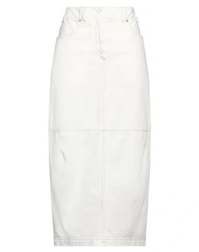BRUNELLO CUCINELLI BRUNELLO CUCINELLI WOMAN DENIM SKIRT WHITE SIZE 8 COTTON, ELASTANE