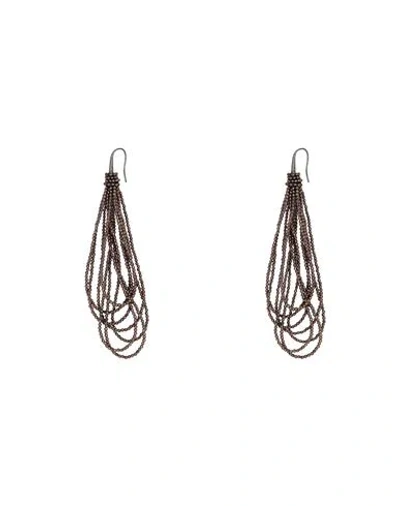 Brunello Cucinelli Woman Earrings Bronze Size - Silver, Glass In Yellow