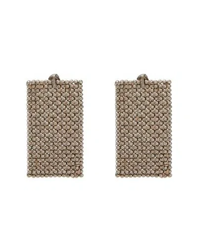Brunello Cucinelli Woman Earrings Grey Size - Metal, Textile Fibers